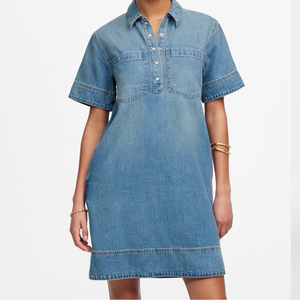Madewell Blue Denim Popover Dress